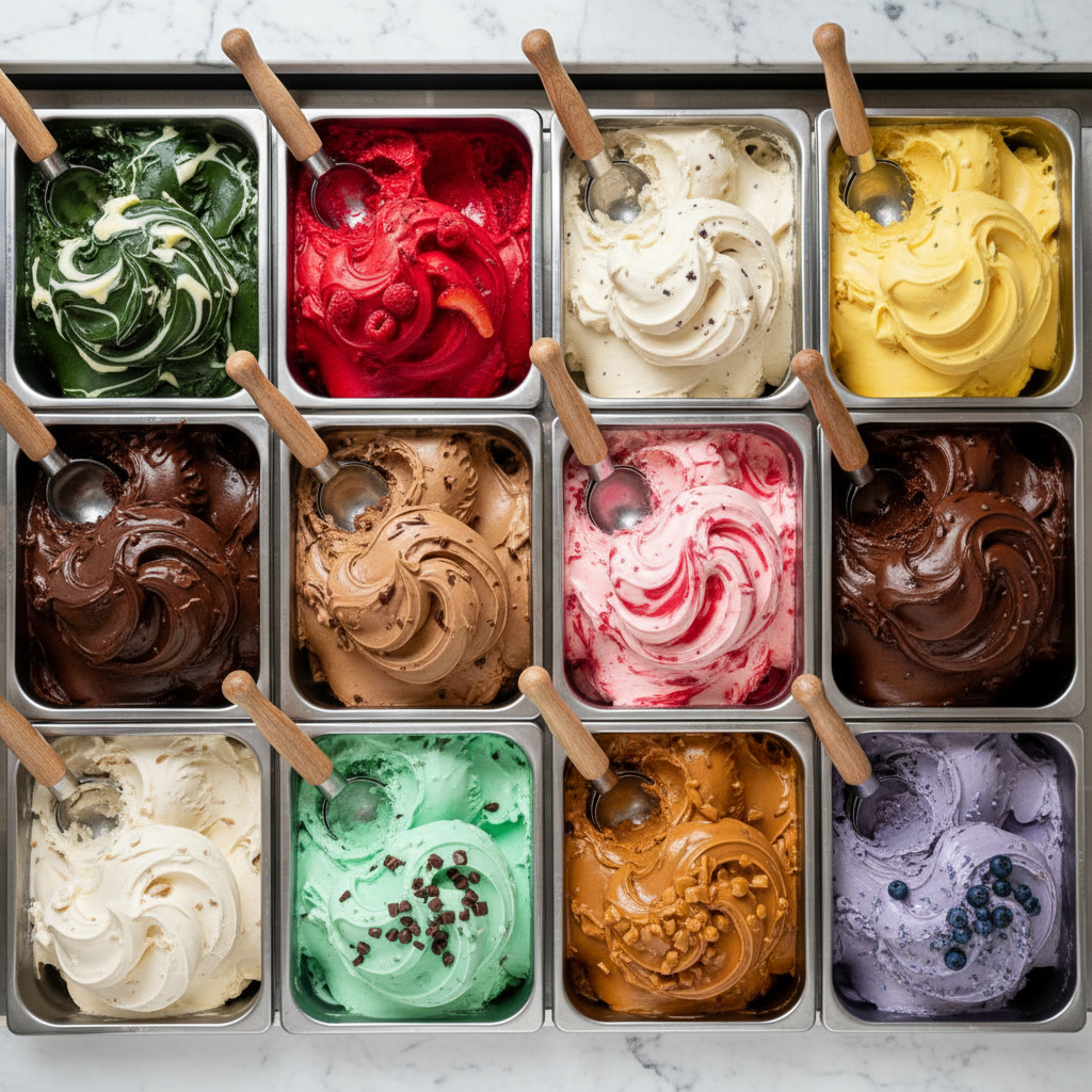 Assortiment verse Italiaanse gelato-smaken